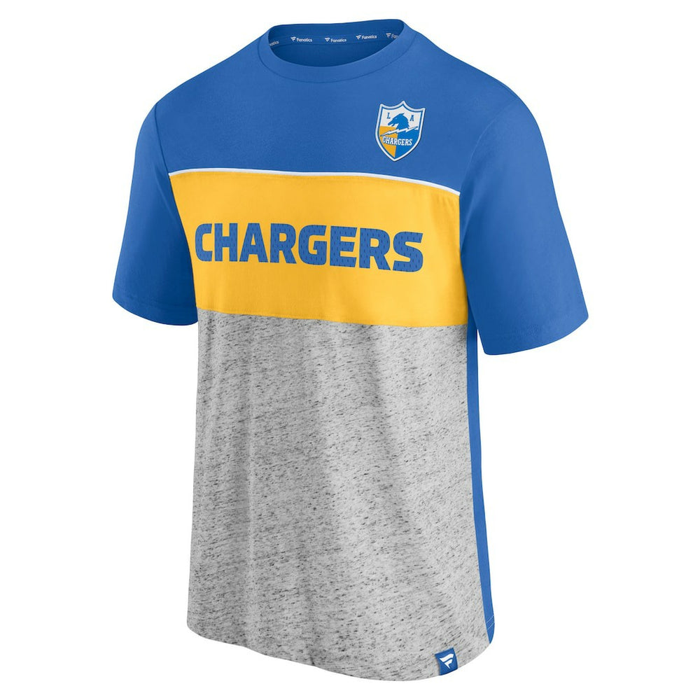 Los Angeles Chargers Throwback Colorblock T-Shirt - Powder Blue/Heathered Gray T-shirts