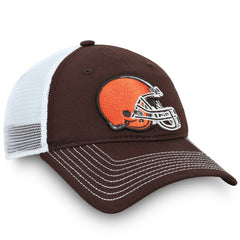 Cleveland Browns Fundamental Trucker Unstructured Adjustable Hat - Brown/White Hats