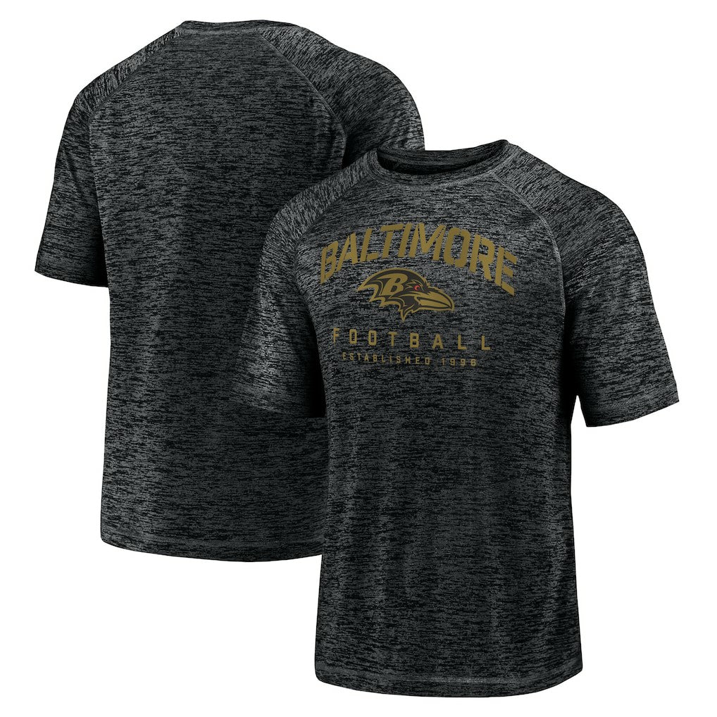 Baltimore Ravens Shade Battle Ready Raglan Space-Dye T-Shirt - Black T-shirts