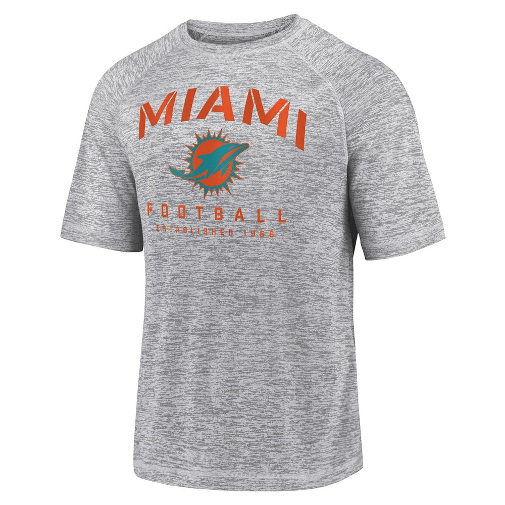 Miami Dolphins Shade Battle Ready Raglan Space-Dye T-Shirt - Gray T-shirts