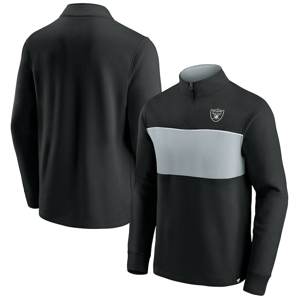 Las Vegas Raiders Block Party Quarter-Zip Jacket - Black/Silver Jackets