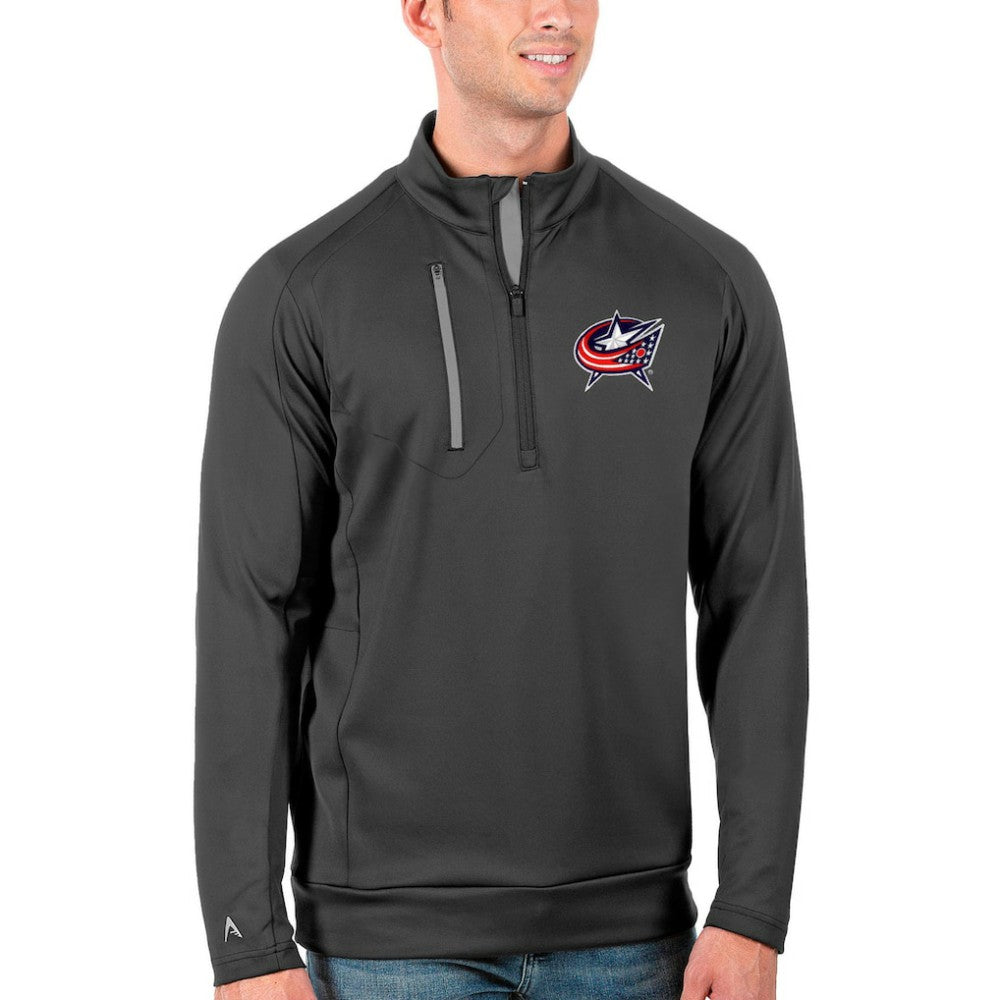 Columbus Blue Jackets Antigua Generation Quarter-Zip Pullover Jacket - Charcoal/Silver | US 4126537