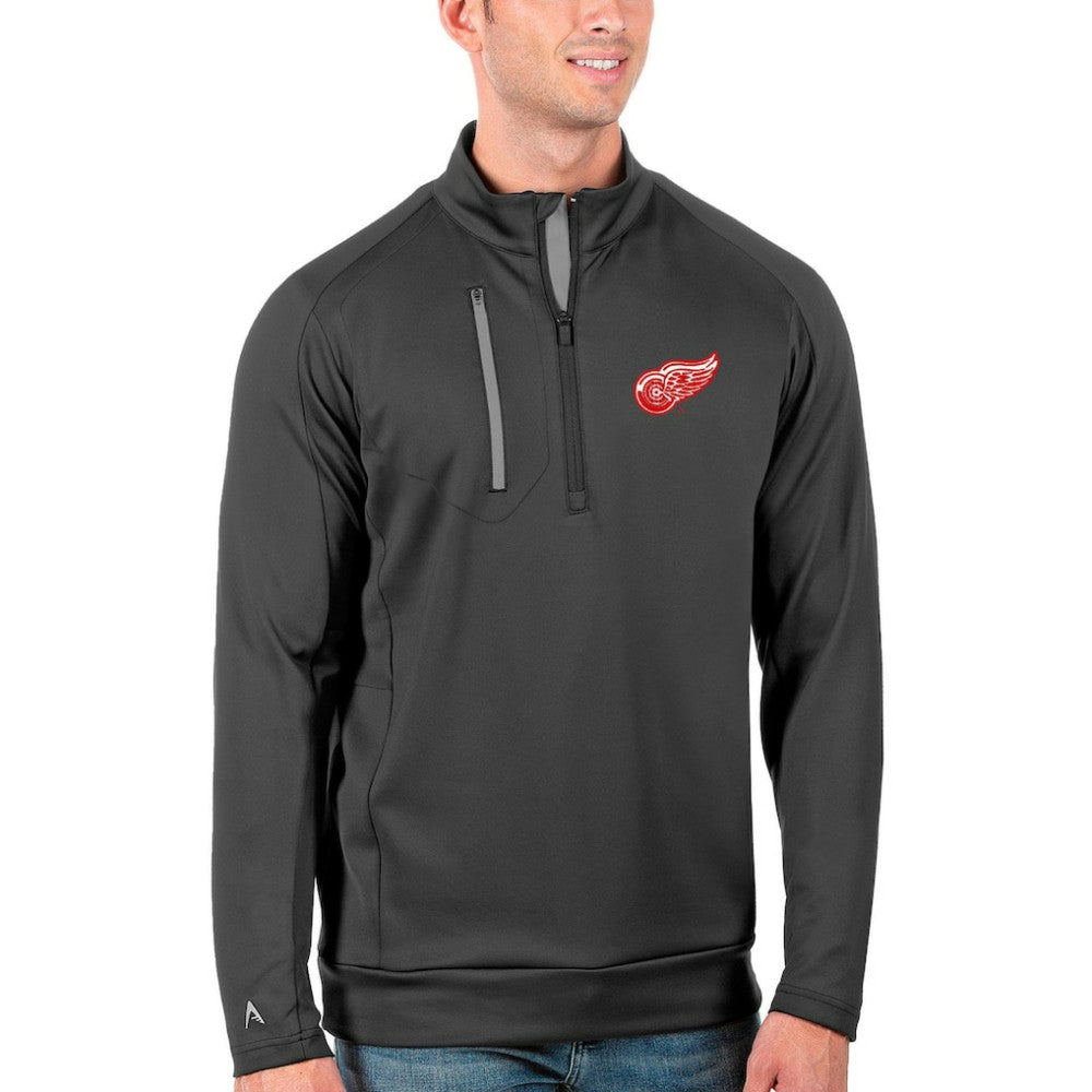 Detroit Red Wings Antigua Generation Quarter-Zip Pullover Jacket - Charcoal/Silver | US 4126546