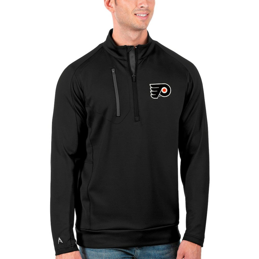 Philadelphia Flyers Antigua Generation Quarter-Zip Pullover Jacket - Black/Charcoal | US 4126585