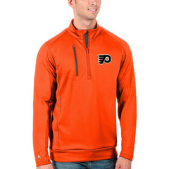 Philadelphia Flyers Antigua Generation Quarter-Zip Pullover Jacket - Orange/Charcoal | US 4126587