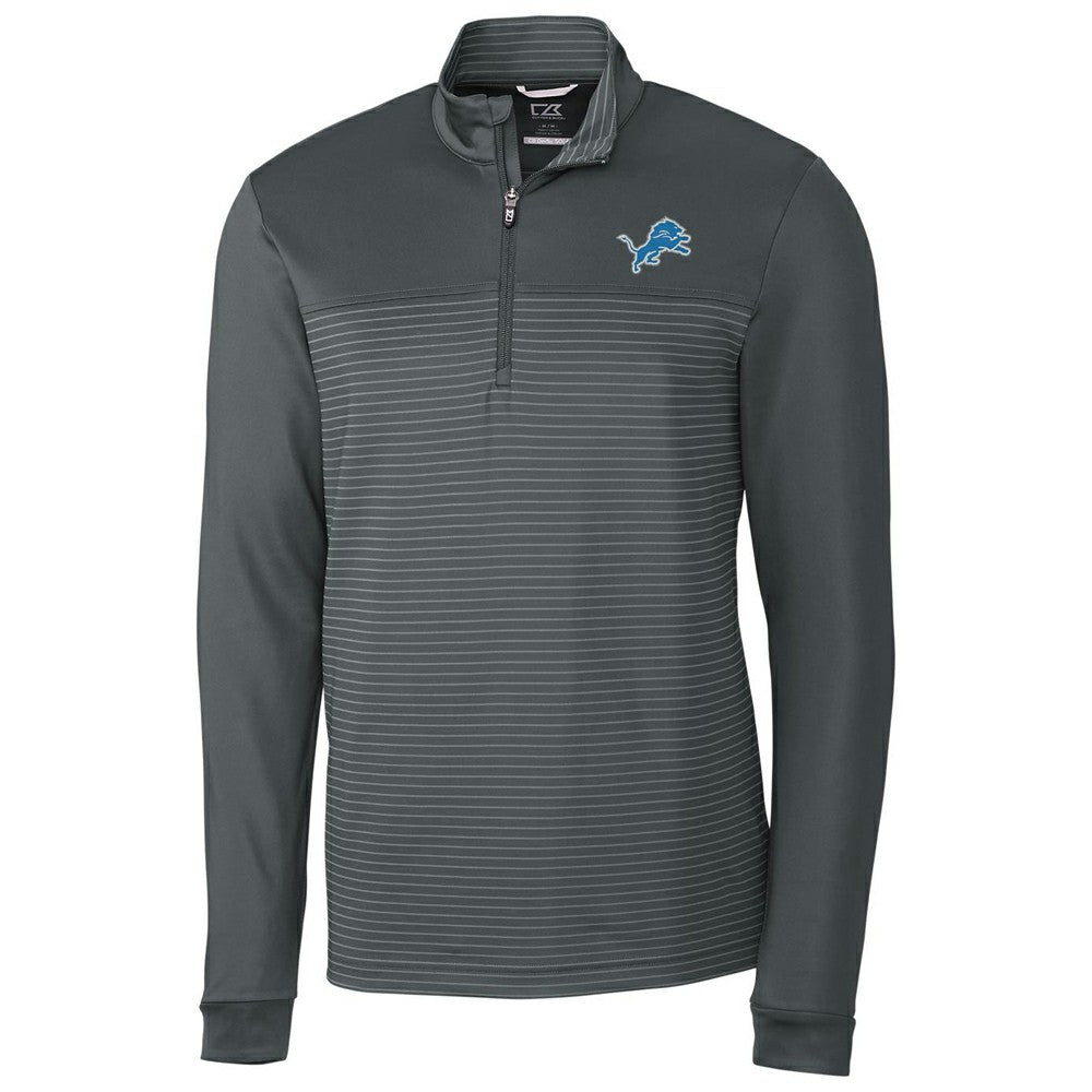 Detroit Lions Cutter & Buck Traverse Stripe Quarter-Zip Pullover Jacket - Gray Pullover