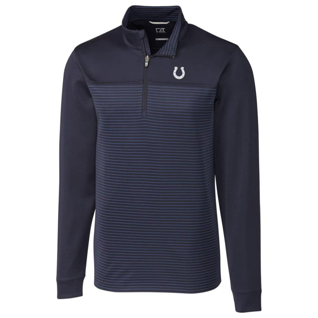 Indianapolis Colts Cutter & Buck Traverse Stripe Quarter-Zip Pullover Jacket - Navy Pullover