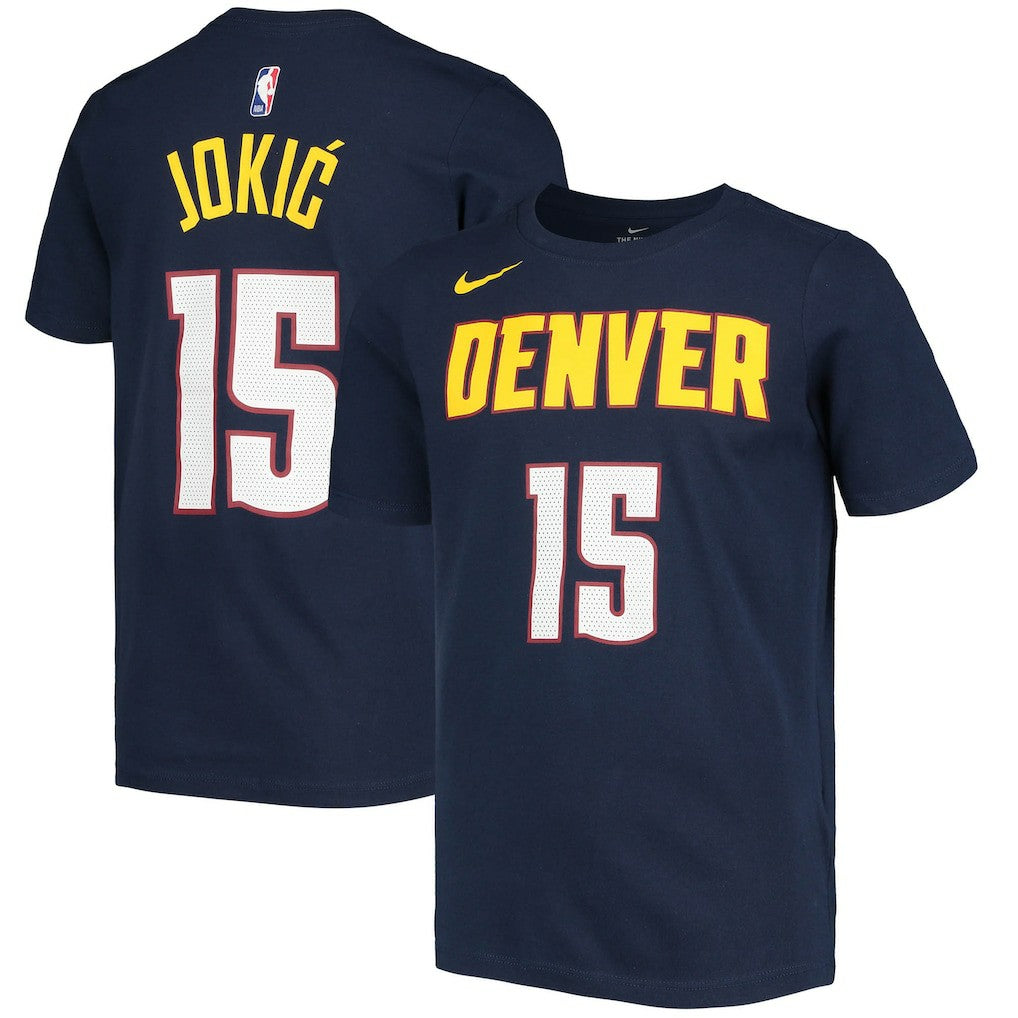 Nikola Jokic Denver Nuggets Youth Logo Name & Number Performance T-Shirt Navy - Nike