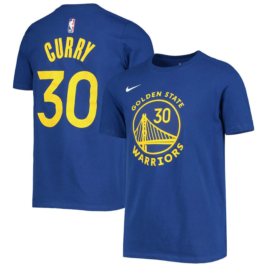 Stephen Curry Golden State Warriors Youth Logo Name & Number Performance T-Shirt Royal - Nike