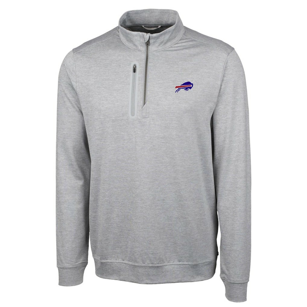 Buffalo Bills Cutter & Buck Big & Tall Stealth DryTec Quarter-Zip Pullover Jacket - Heathered Gray Pullover