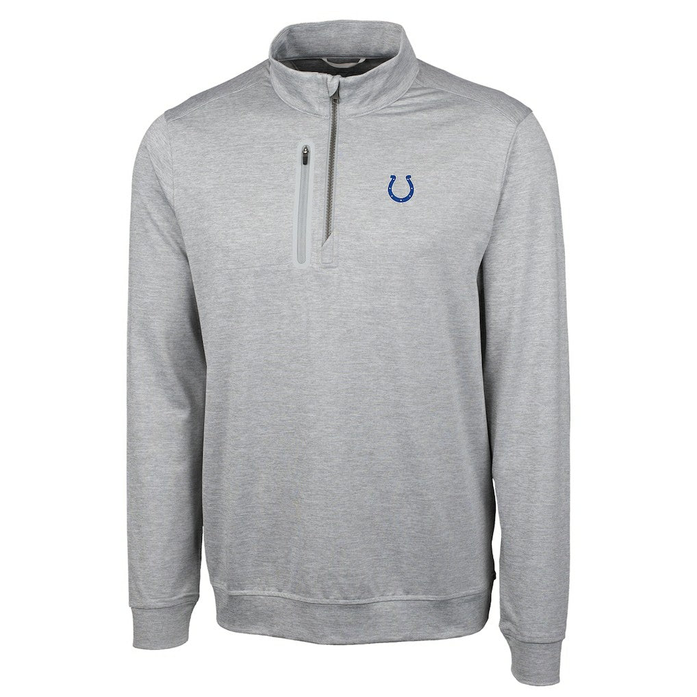 Indianapolis Colts Cutter & Buck Big & Tall Stealth Quarter-Zip Pullover Jacket - Heather Gray Pullover