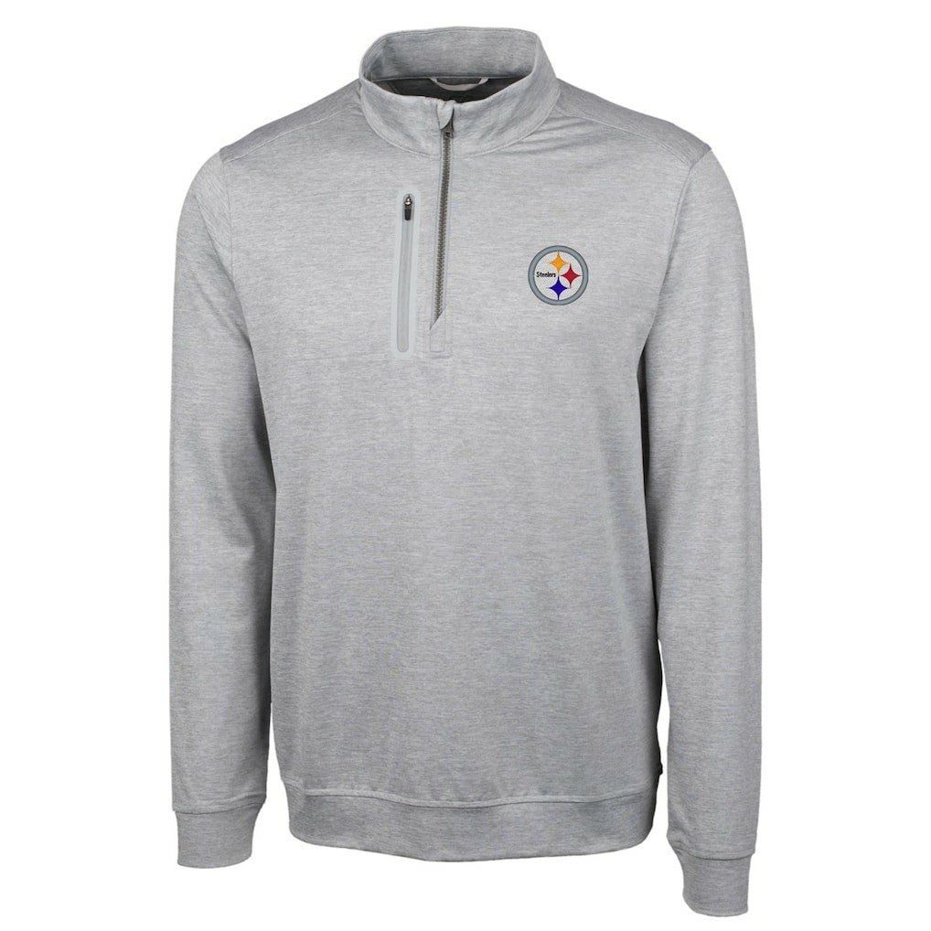 Pittsburgh Steelers Cutter & Buck Big & Tall Stealth Quarter-Zip Pullover Jacket - Heather Gray Pullover