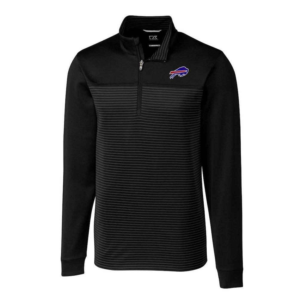 Buffalo Bills Cutter & Buck Big & Tall Traverse Stripe Quarter-Zip Pullover Jacket - Black Pullover