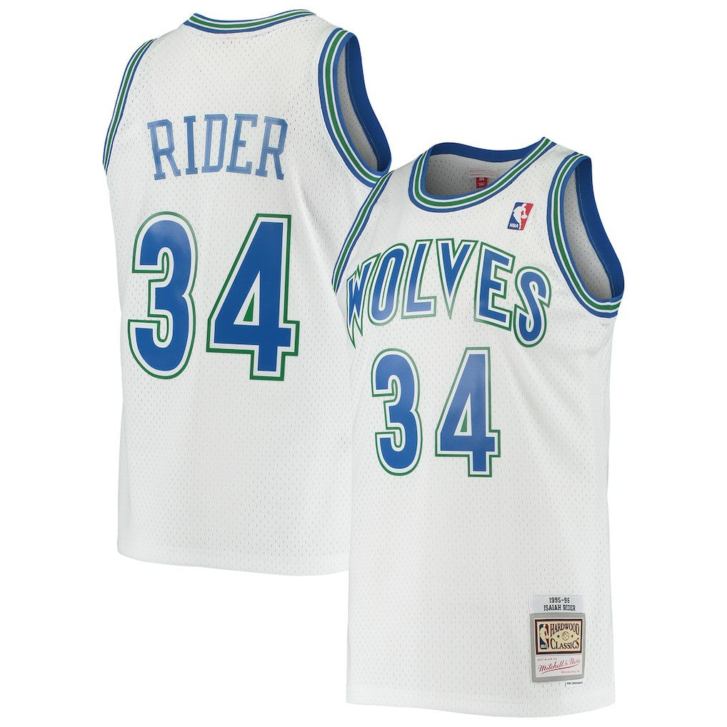 Isaiah Rider Minnesota Timberwolves 1995/96 Hardwood Classics Swingman Jersey White - Mitchell & Ness
