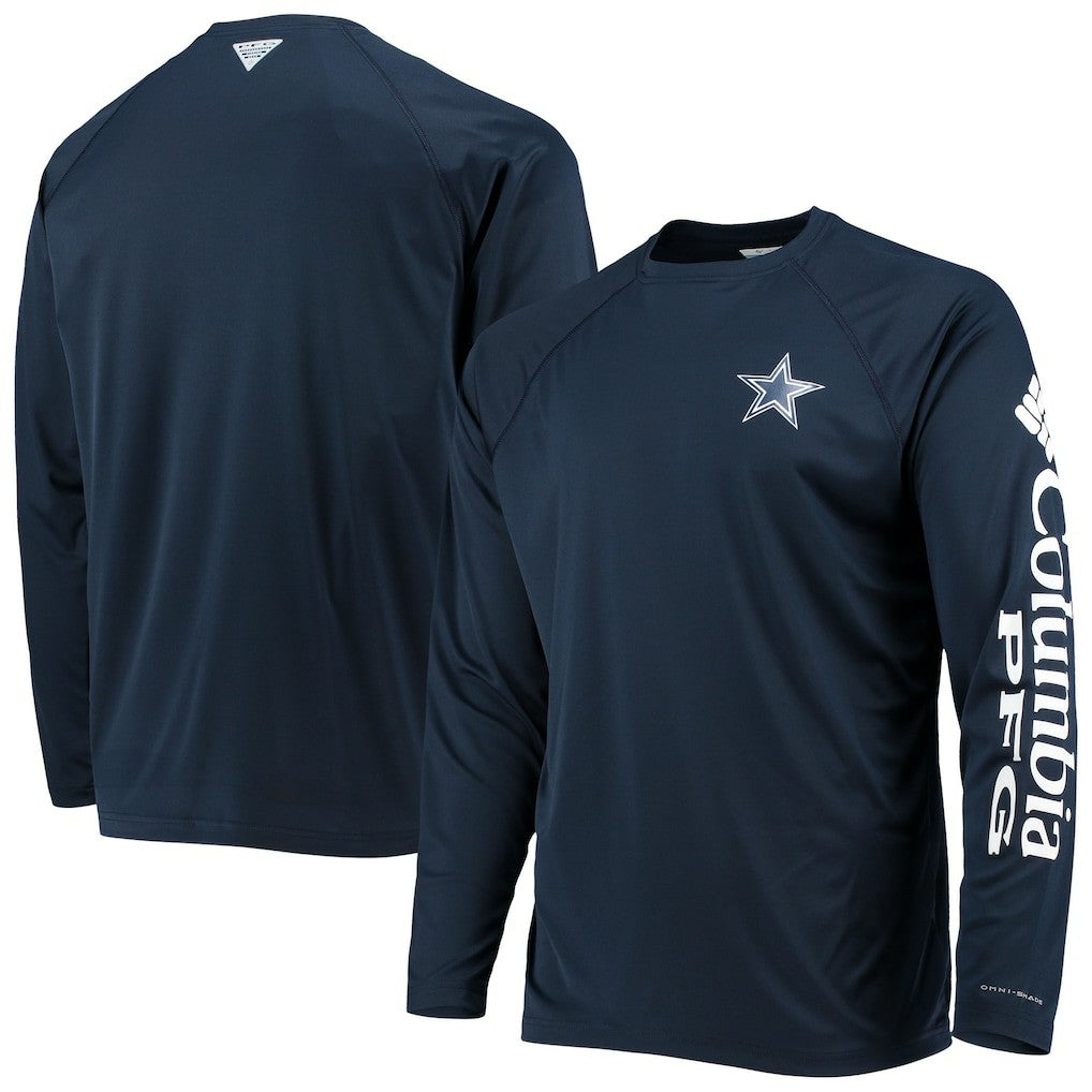 Dallas Cowboys Terminal Tackle Omni-Shade Raglan Long Sleeve T-Shirt - Navy T-shirts
