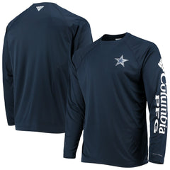 Dallas Cowboys Terminal Tackle Omni-Shade Raglan Long Sleeve T-Shirt - Navy T-shirts