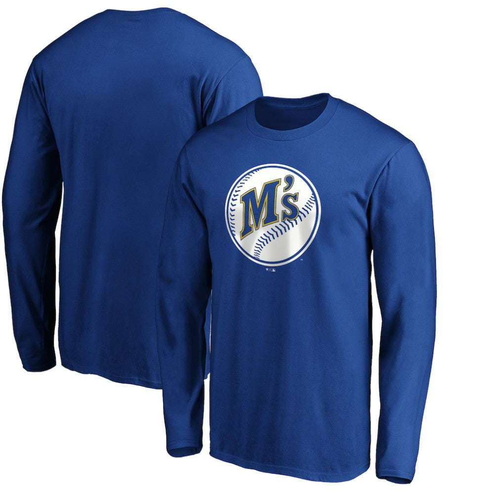 Seattle Mariners Cooperstown Collection Huntington Logo Long Sleeve T-Shirt - Royal T-shirts