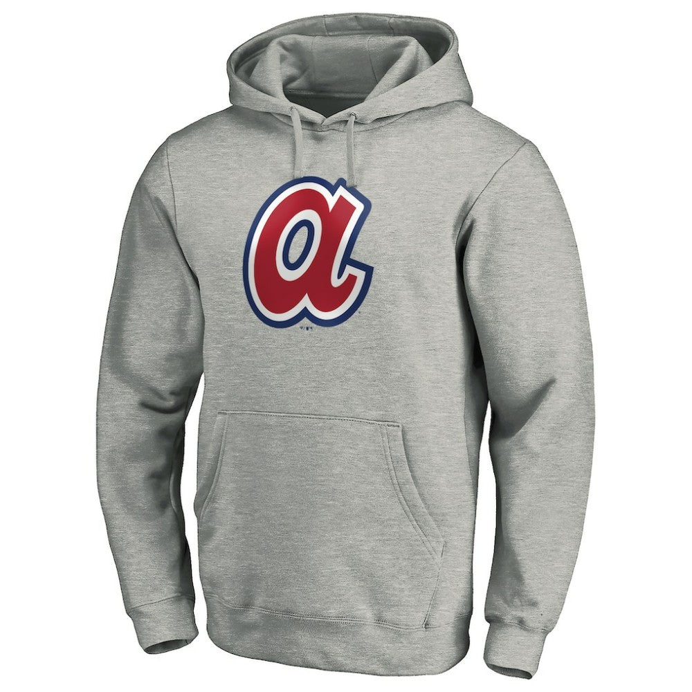 Atlanta Braves Cooperstown Collection Huntington Logo Fitted Pullover Hoodie - Heather Gray Hoodies