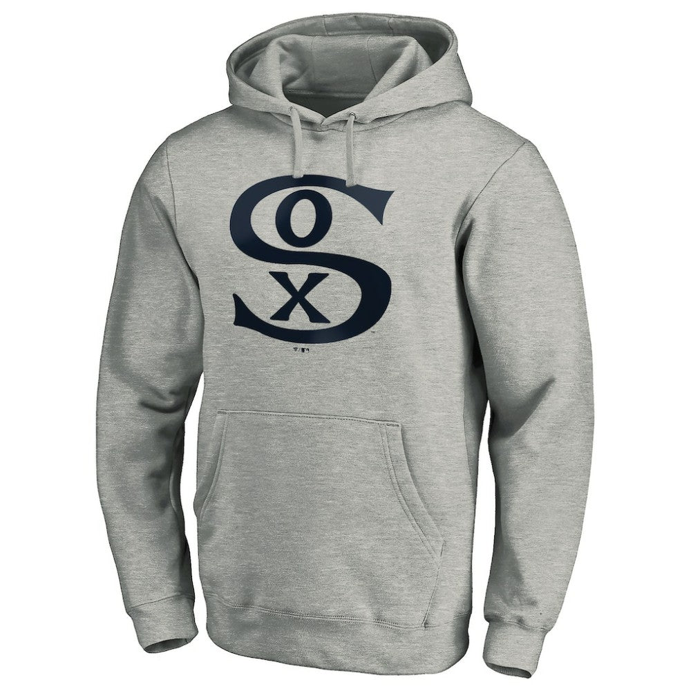Chicago White Sox Cooperstown Collection Huntington Logo Fitted Pullover Hoodie - Heather Gray Hoodies