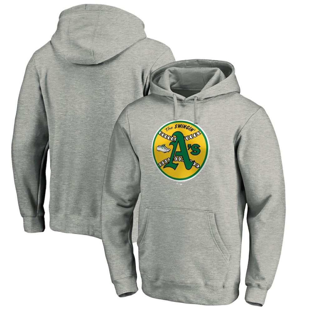 Athletics Cooperstown Collection Huntington Logo Fitted Pullover Hoodie - Heather Gray Hoodies