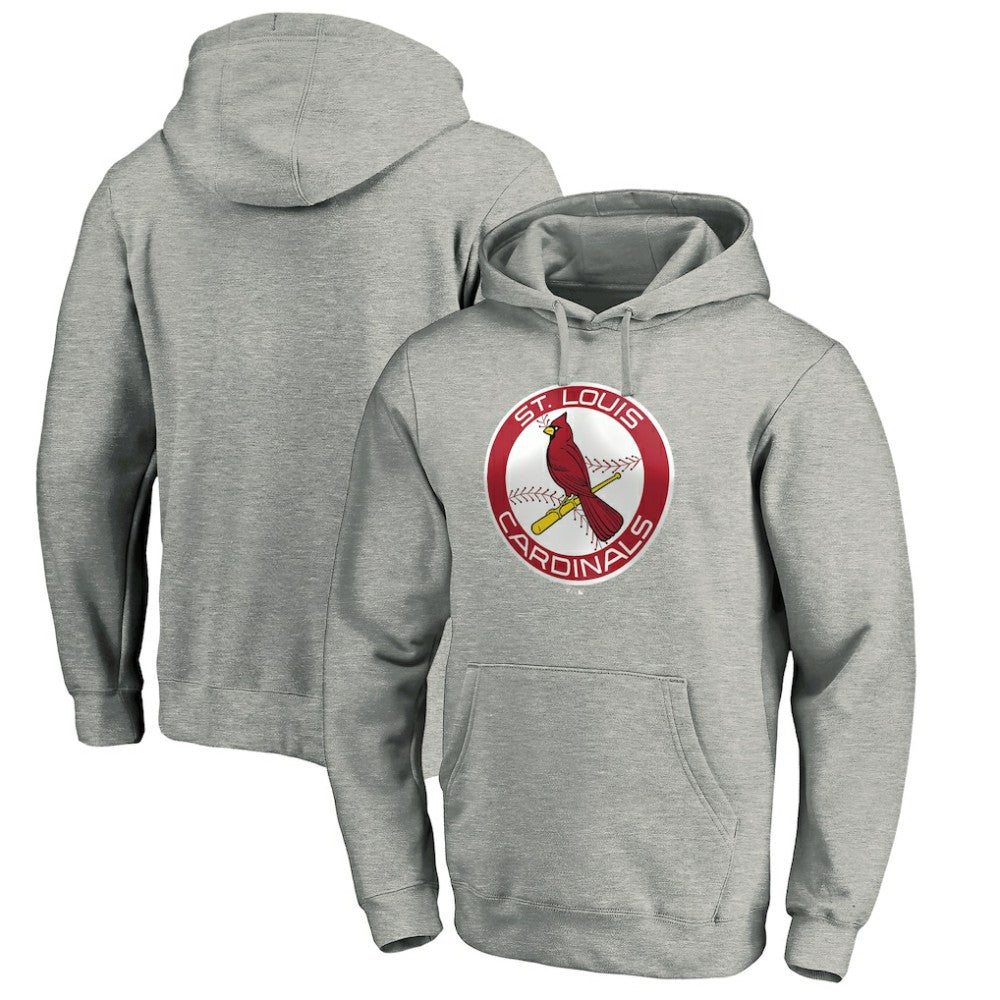 St. Louis Cardinals Cooperstown Collection Huntington Logo Fitted Pullover Hoodie - Heather Gray Hoodies
