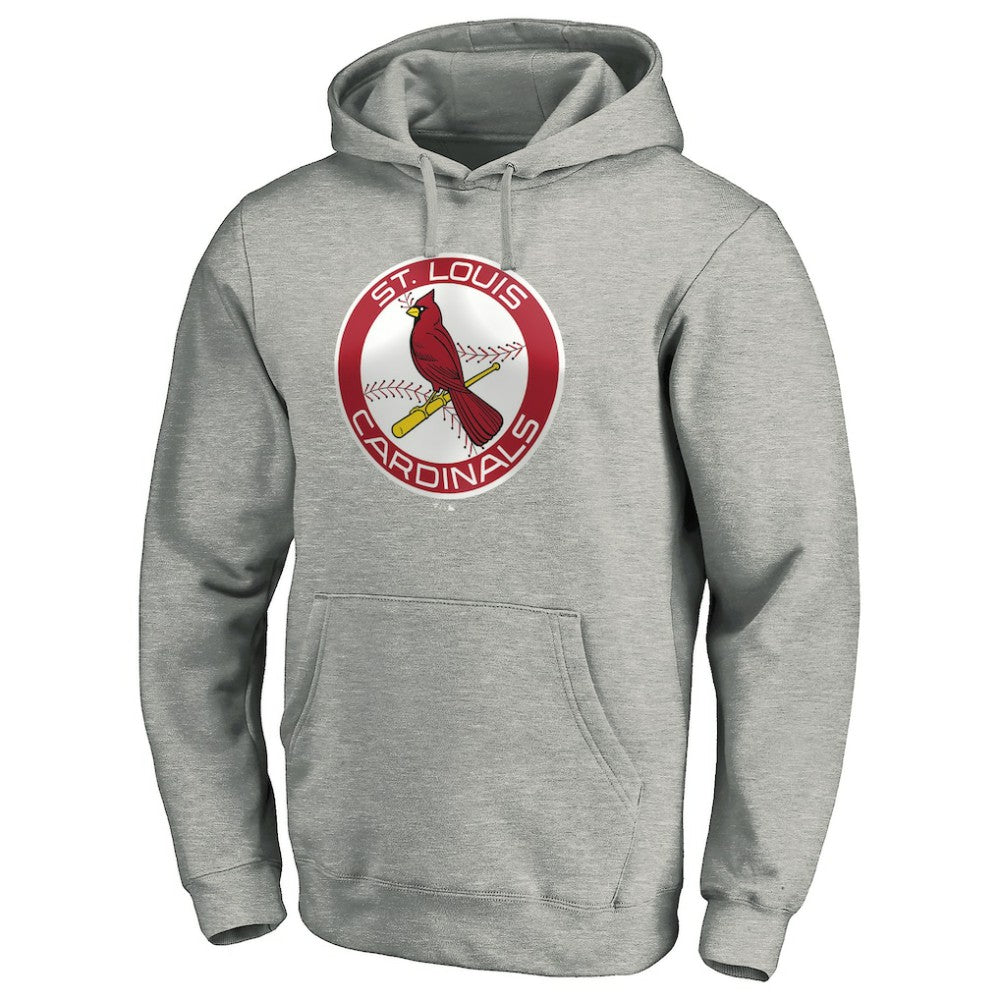 St. Louis Cardinals Cooperstown Collection Huntington Logo Fitted Pullover Hoodie - Heather Gray Hoodies