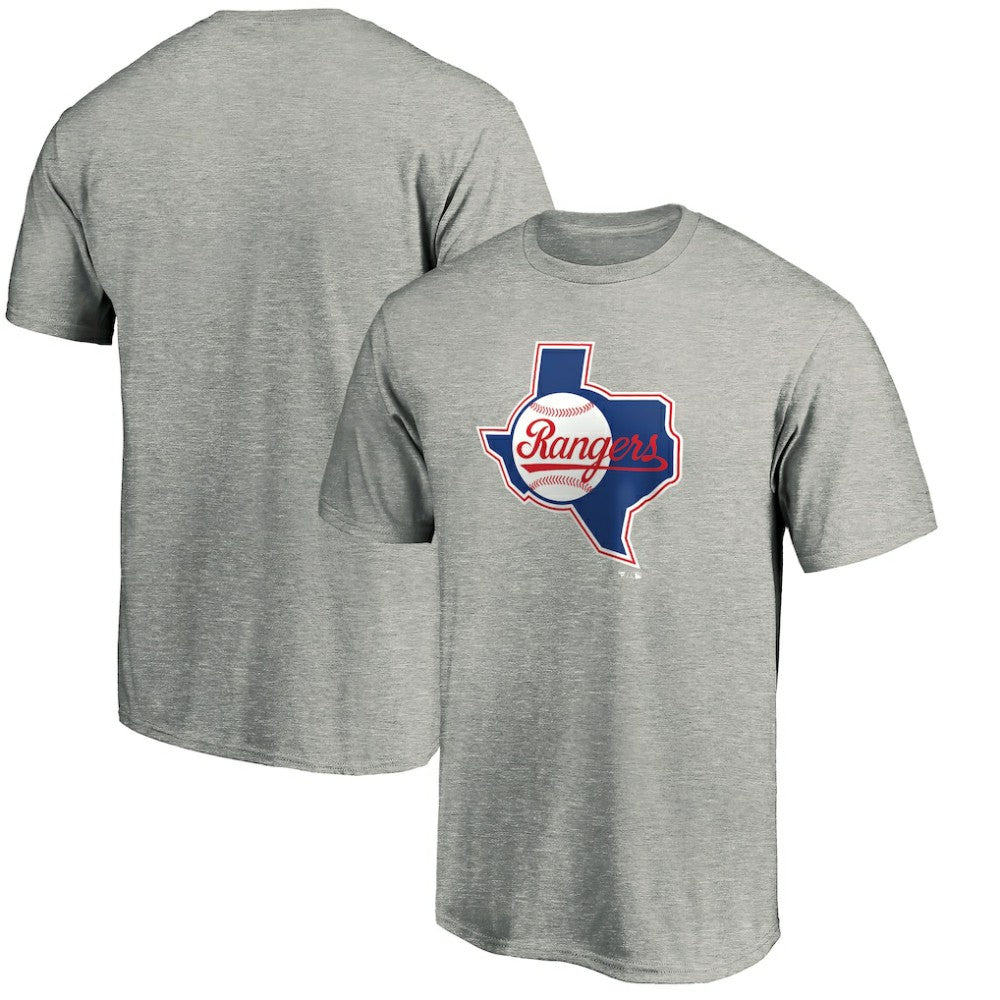 Texas Rangers Cooperstown Collection Huntington Logo T-Shirt - Heathered Gray T-shirts