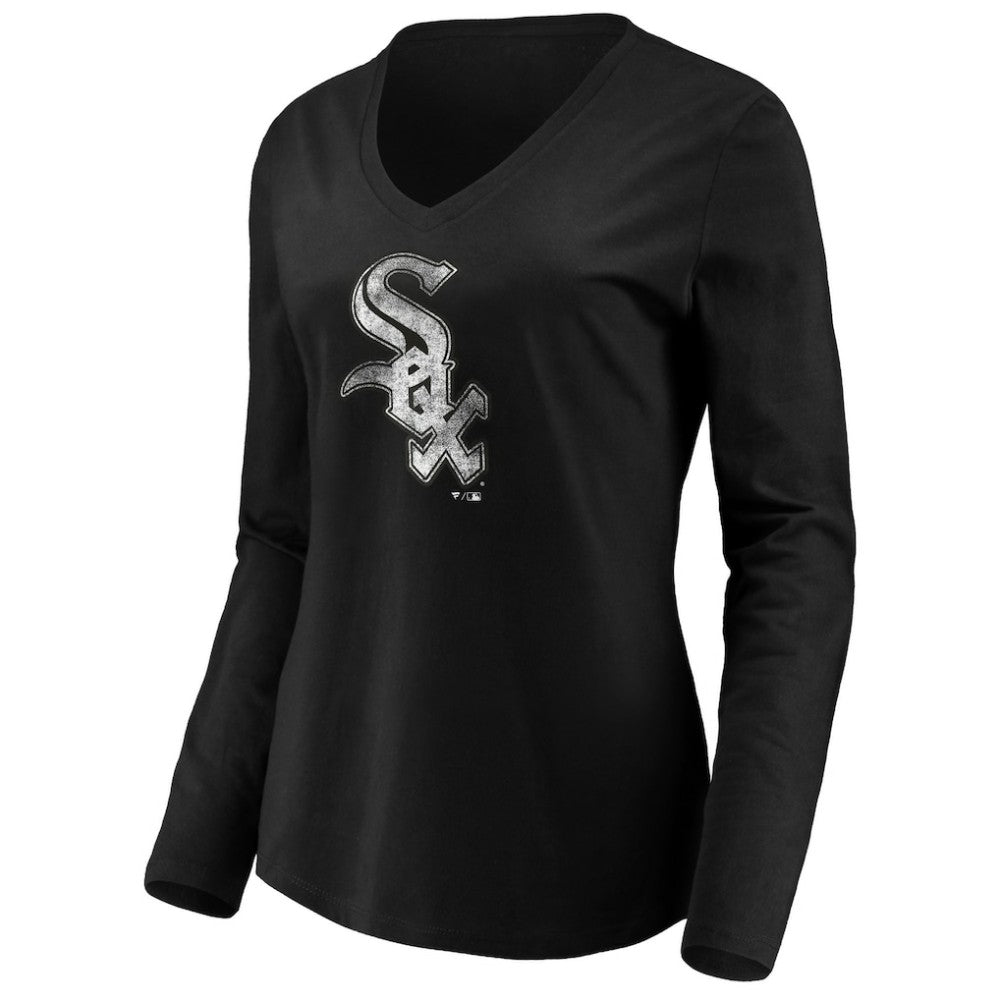Chicago White Sox Women's Core Distressed Team Long Sleeve T-Shirt - Black T-shirts