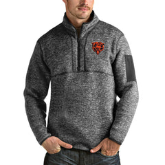 Chicago Bears Antigua Bear Head Fortune Quarter-Zip Pullover Jacket - Heathered Charcoal Pullover