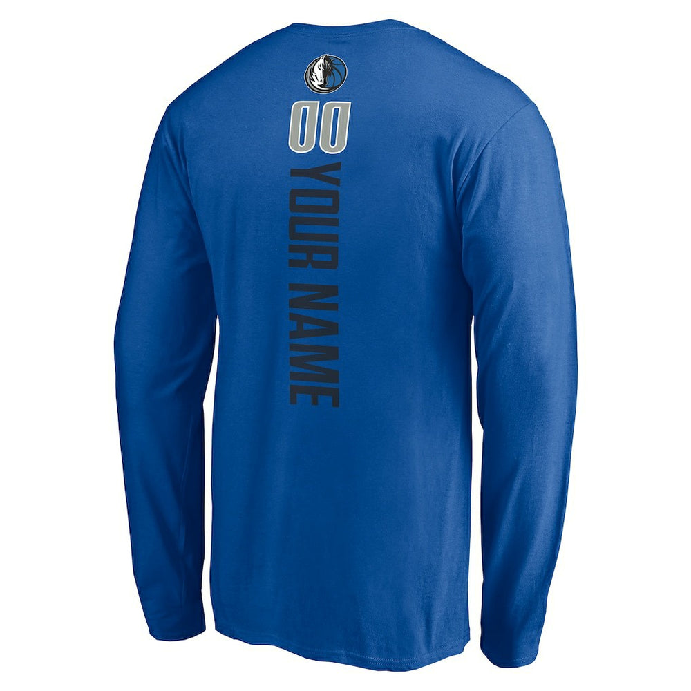Dallas Mavericks Playmaker Personalized Name & Number Long Sleeve T-Shirt Blue