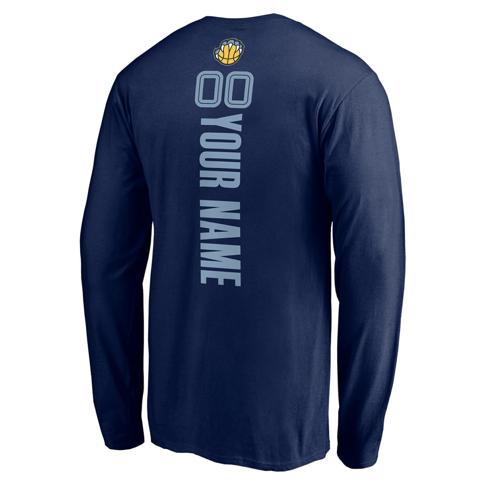 Memphis Grizzlies Playmaker Personalized Name & Number Long Sleeve T-Shirt Navy