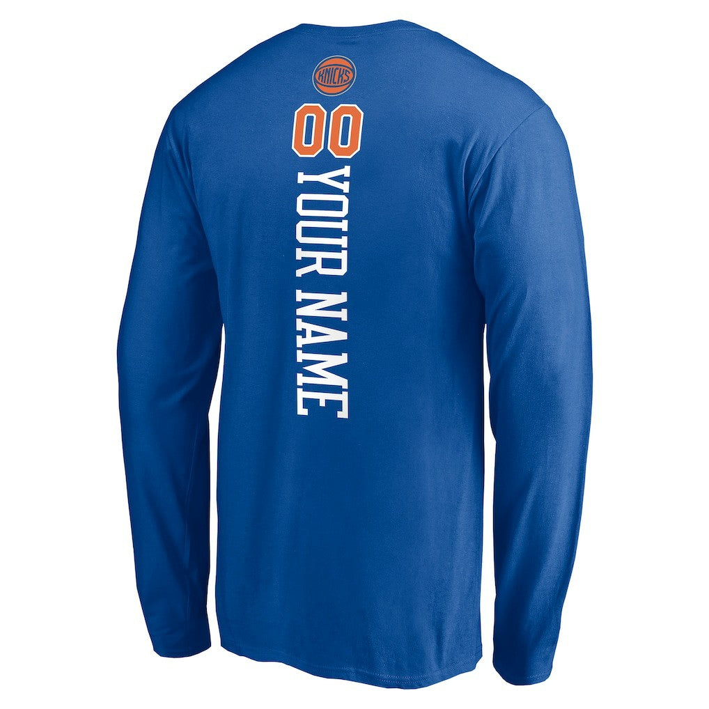 New York Knicks Playmaker Personalized Name & Number Long Sleeve T-Shirt Blue