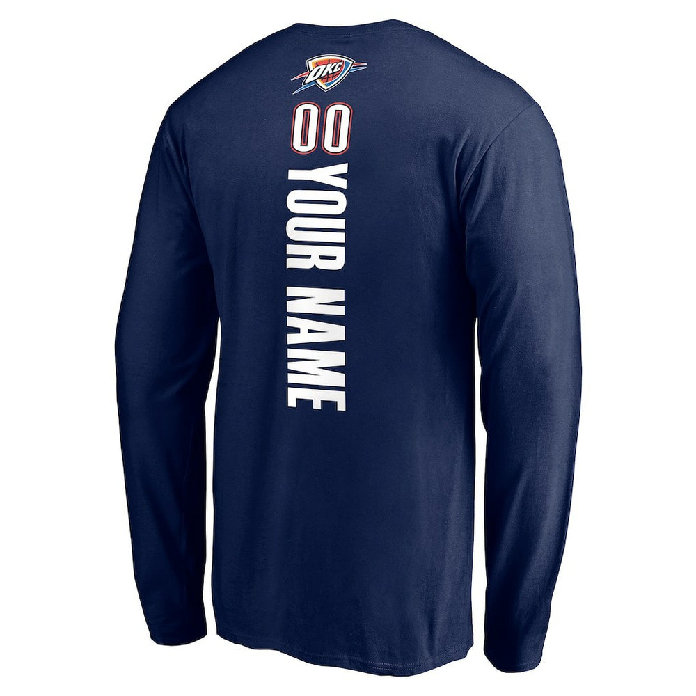 Oklahoma City Thunder Playmaker Personalized Name & Number Long Sleeve T-Shirt Navy