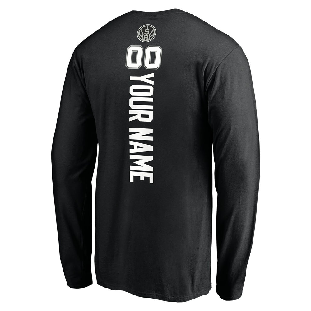 San Antonio Spurs Playmaker Personalized Name & Number Long Sleeve T-Shirt Black