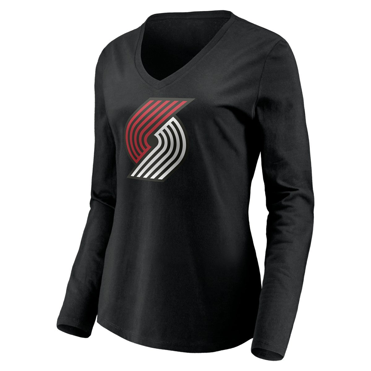 Portland Trail Blazers Women's Playmaker Personalized Name & Number Long Sleeve V-Neck T-Shirt Black