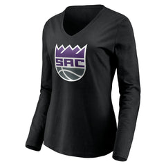Sacramento Kings Women's Playmaker Personalized Name & Number Long Sleeve V-Neck T-Shirt Black