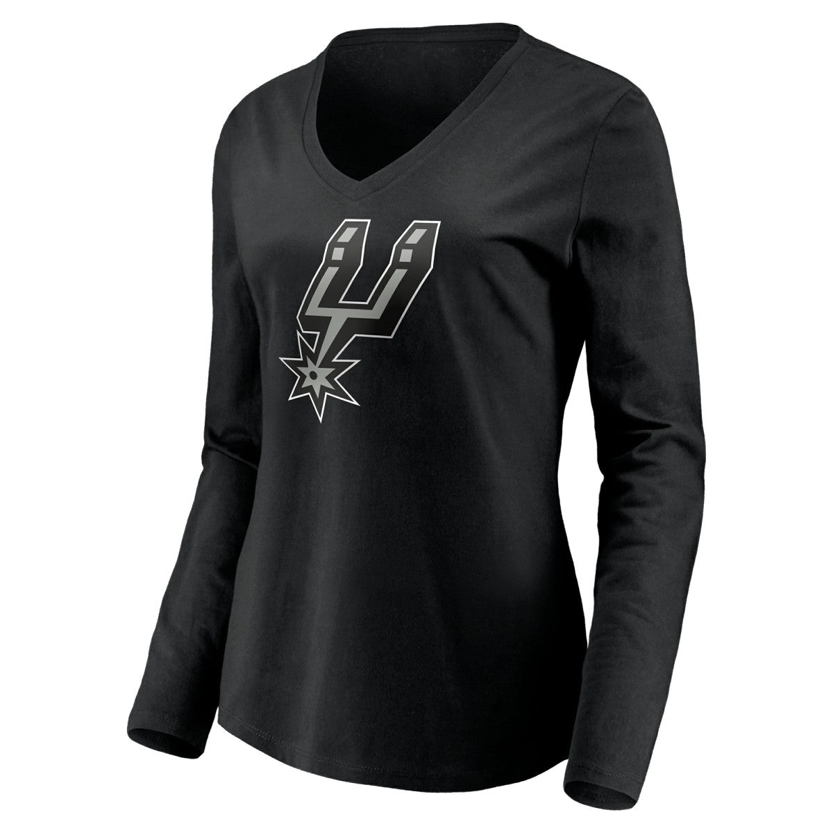 San Antonio Spurs Women's Playmaker Personalized Name & Number Long Sleeve V-Neck T-Shirt Black