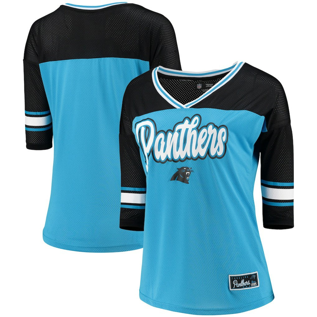 Carolina Panthers 5th & Ocean by New Era Women's Mesh Long Sleeve T-Shirt - Blue T-shirts