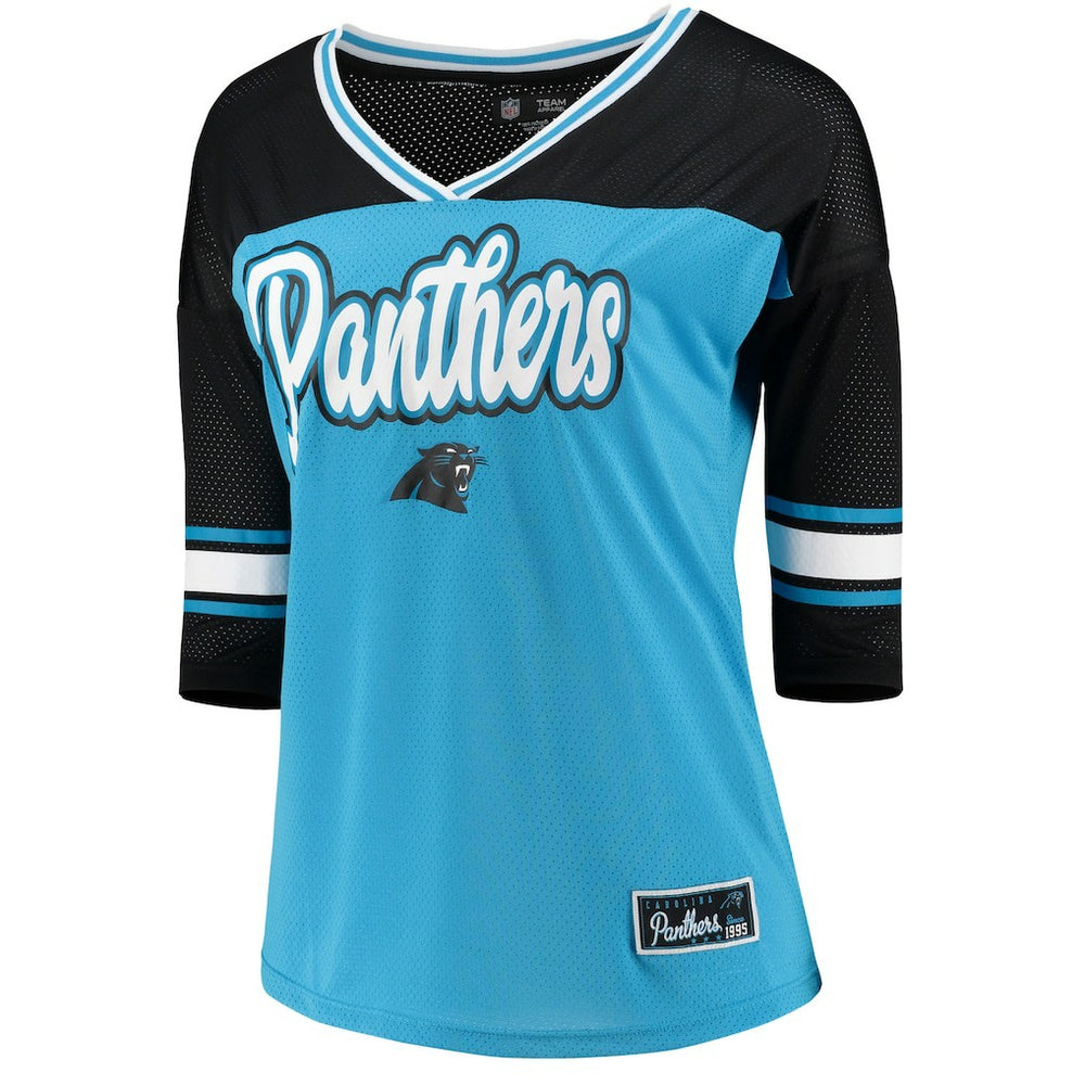 Carolina Panthers 5th & Ocean by New Era Women's Mesh Long Sleeve T-Shirt - Blue T-shirts