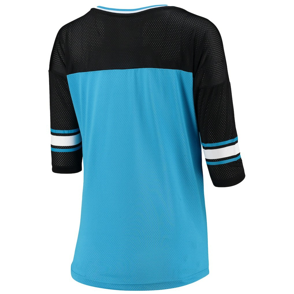 Carolina Panthers 5th & Ocean by New Era Women's Mesh Long Sleeve T-Shirt - Blue T-shirts