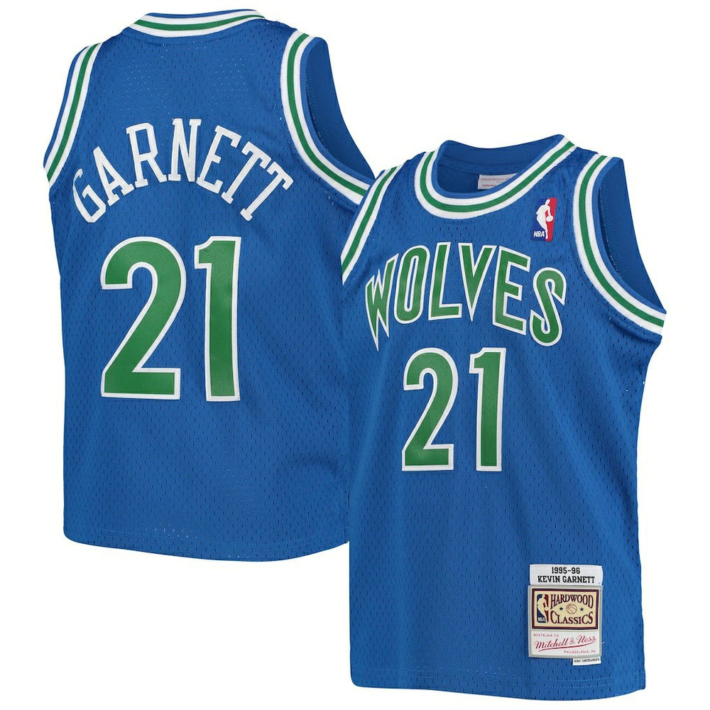 Kevin Garnett Minnesota Timberwolves Youth 1995-96 Hardwood Classics Swingman Jersey Blue - Mitchell & Ness
