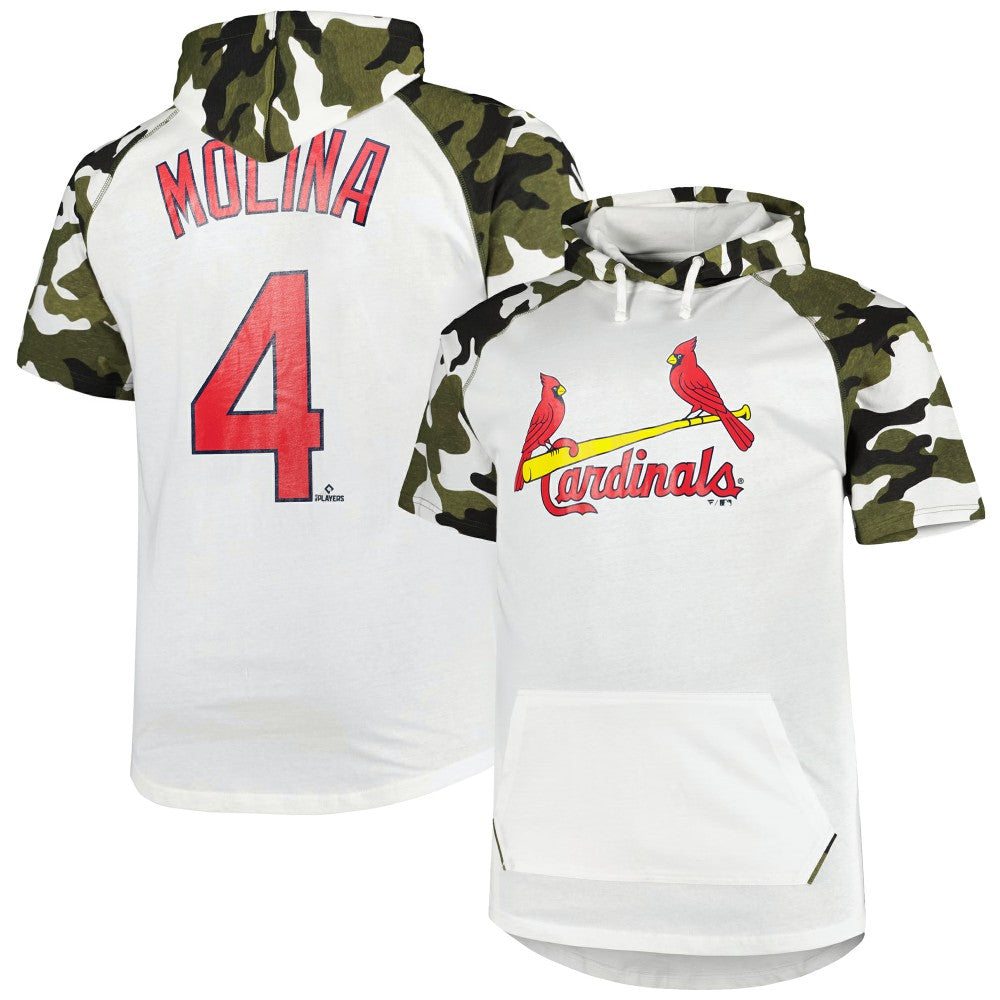 Yadier Molina St. Louis Cardinals Player Big & Tall Raglan Hoodie T-Shirt - White/Camo Hoodies