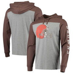 Cleveland Browns '47 Franklin Wooster Long Sleeve Hoodie T-Shirt - Heathered Gray/Brown Hoodies