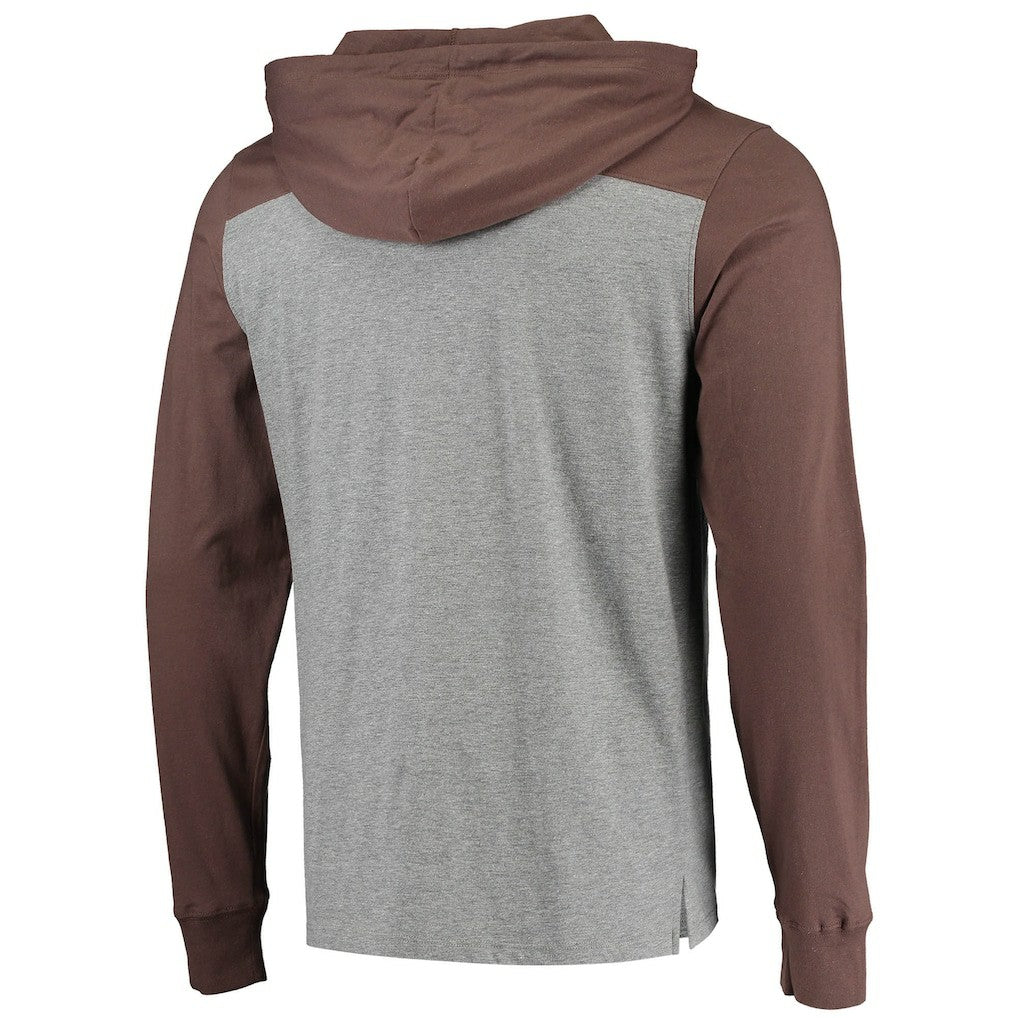 Cleveland Browns '47 Franklin Wooster Long Sleeve Hoodie T-Shirt - Heathered Gray/Brown Hoodies