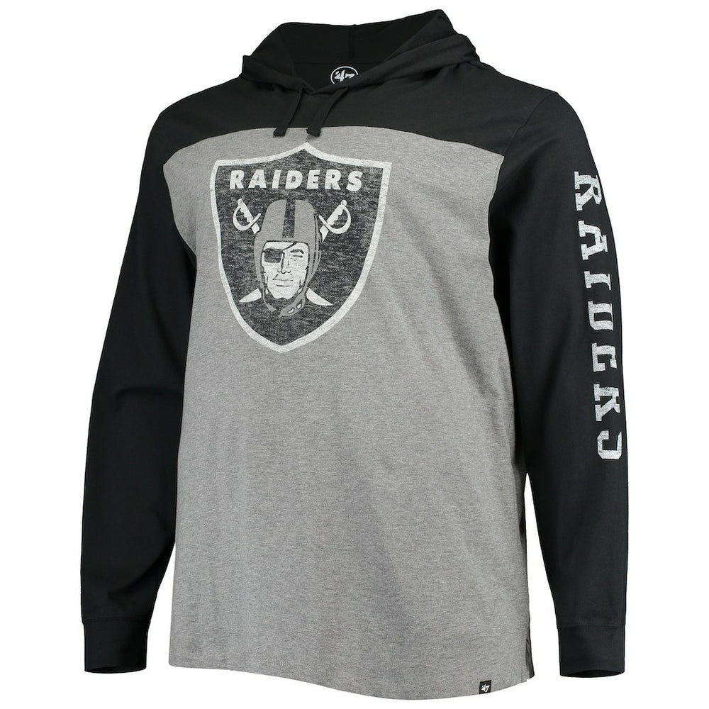 Las Vegas Raiders '47 Franklin Wooster Long Sleeve Hoodie T-Shirt - Heathered Gray/Black Hoodies