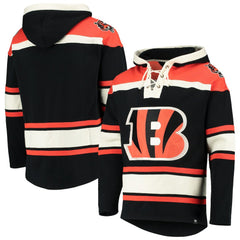 Cincinnati Bengals '47 Lacer V-Neck Pullover Hoodie - Black Hoodies