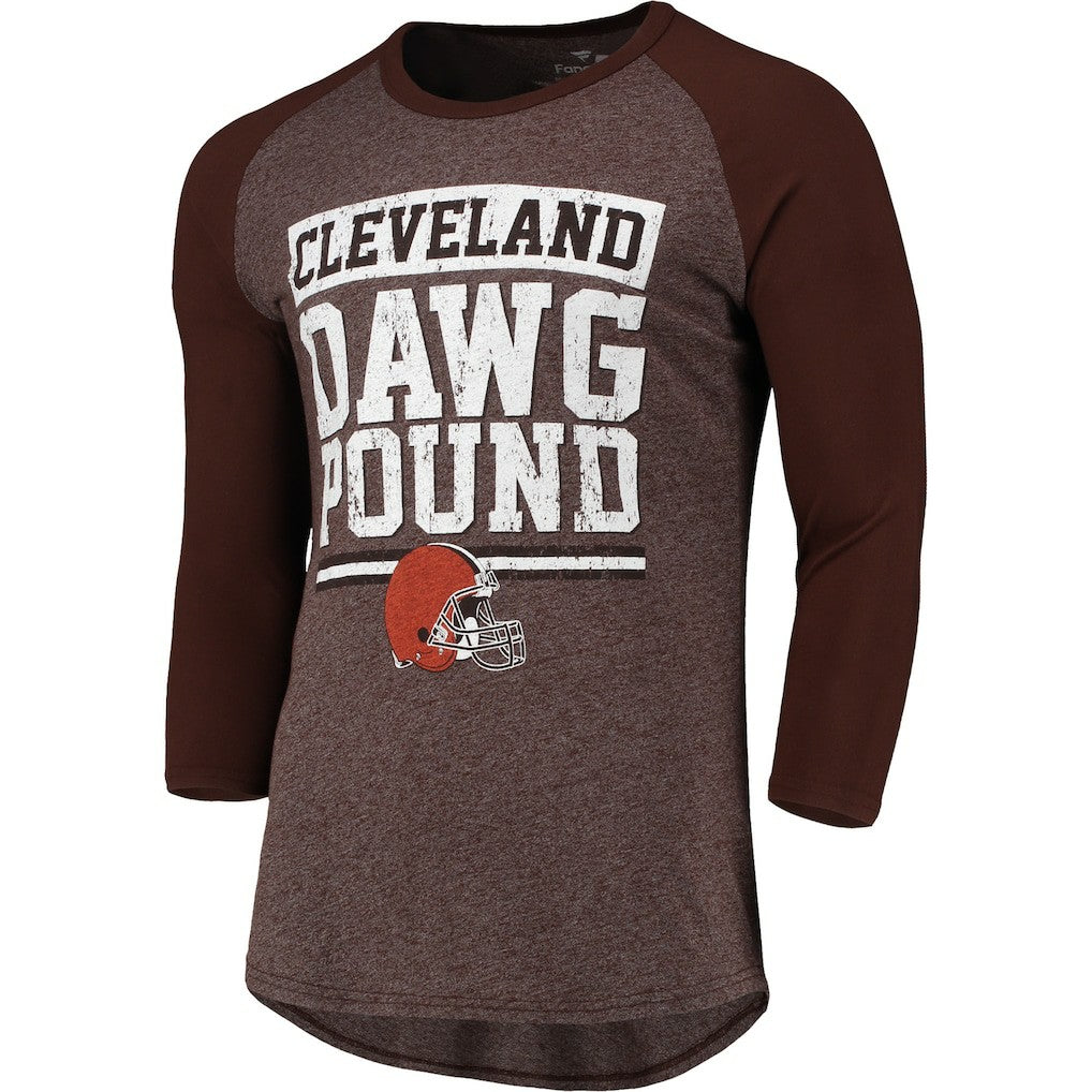 Cleveland Browns Pastime Raglan 3/4-Sleeve T-Shirt - Heathered Brown T-shirts
