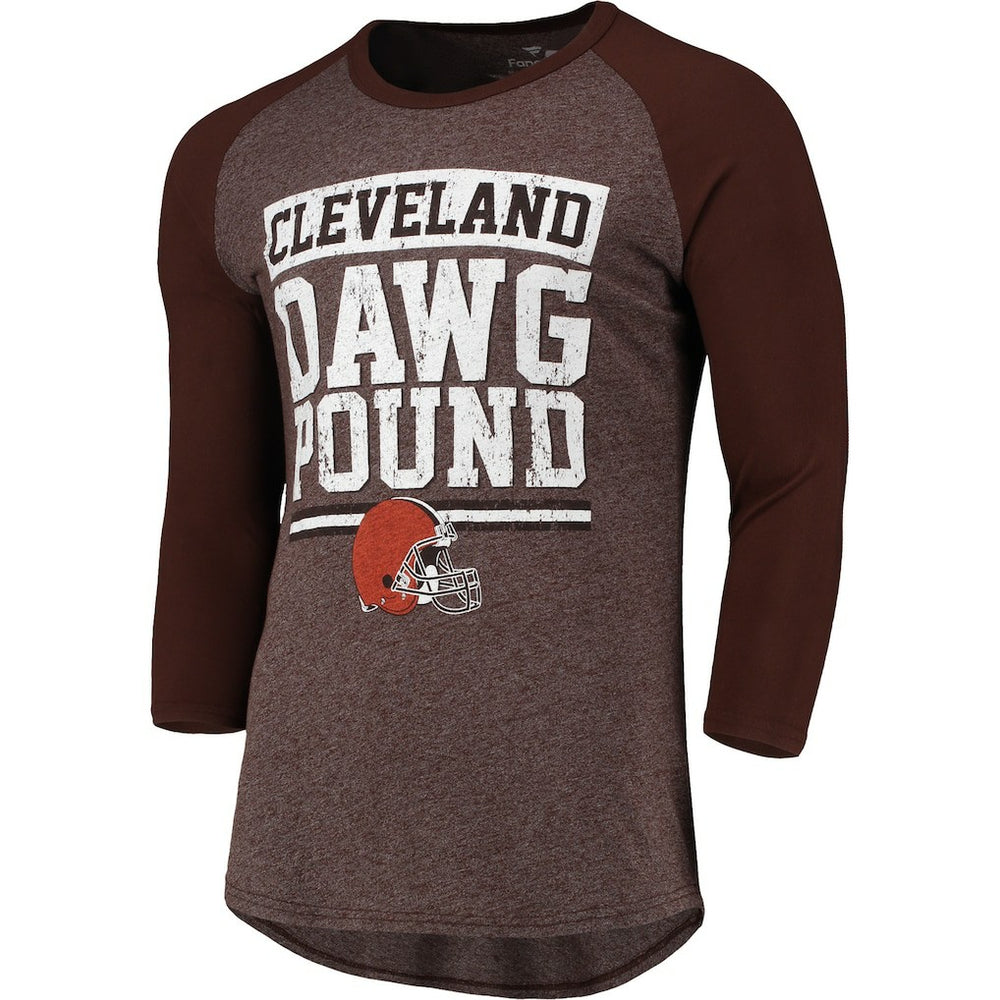 Cleveland Browns Pastime Raglan 3/4-Sleeve T-Shirt - Heathered Brown T-shirts