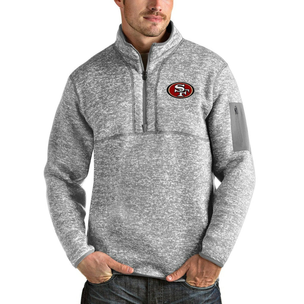 San Francisco 49ers Antigua Team Logo Fortune Quarter-Zip Pullover Jacket - Heather Gray Pullover