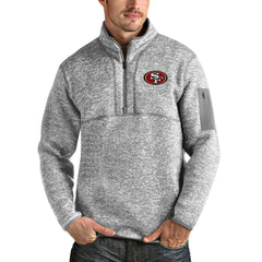 San Francisco 49ers Antigua Team Logo Fortune Quarter-Zip Pullover Jacket - Heather Gray Pullover